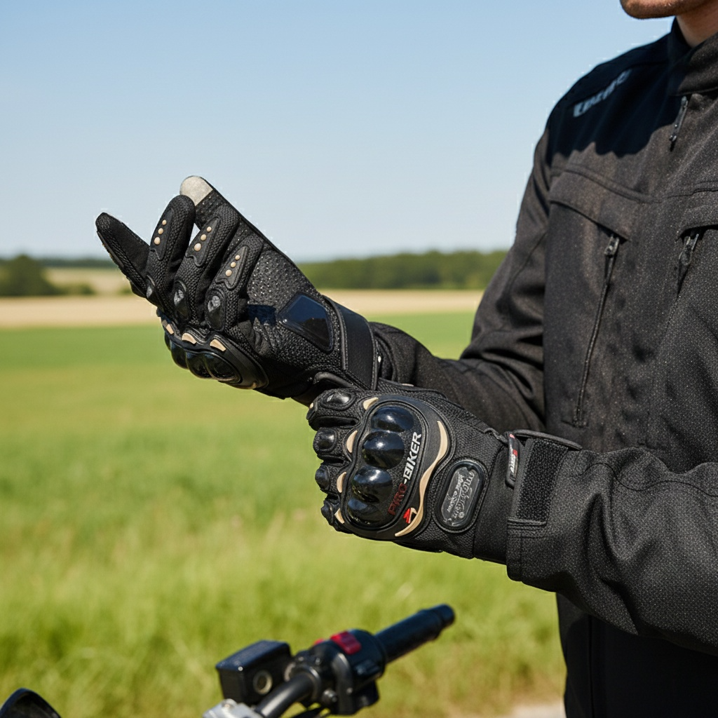 Motohand™ Yazlık Havalandırmalı, Eklem Korumalı, Dokunmatik Motosiklet Eldiveni