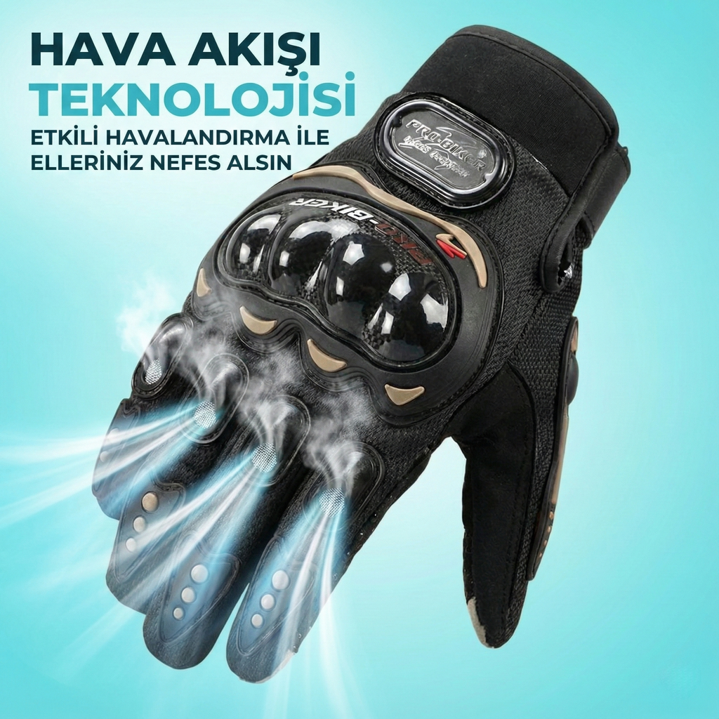 Motohand™ Yazlık Havalandırmalı, Eklem Korumalı, Dokunmatik Motosiklet Eldiveni
