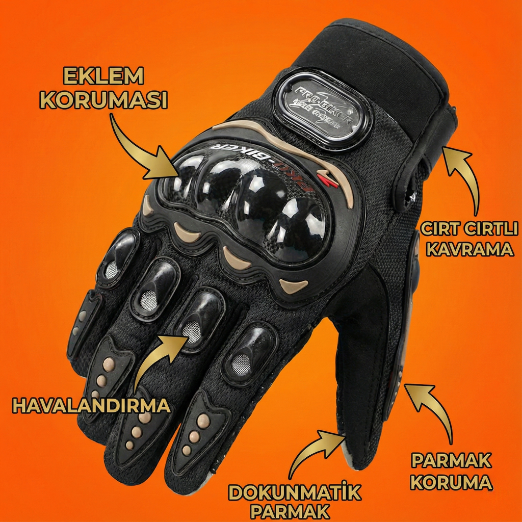 Motohand™ Yazlık Havalandırmalı, Eklem Korumalı, Dokunmatik Motosiklet Eldiveni