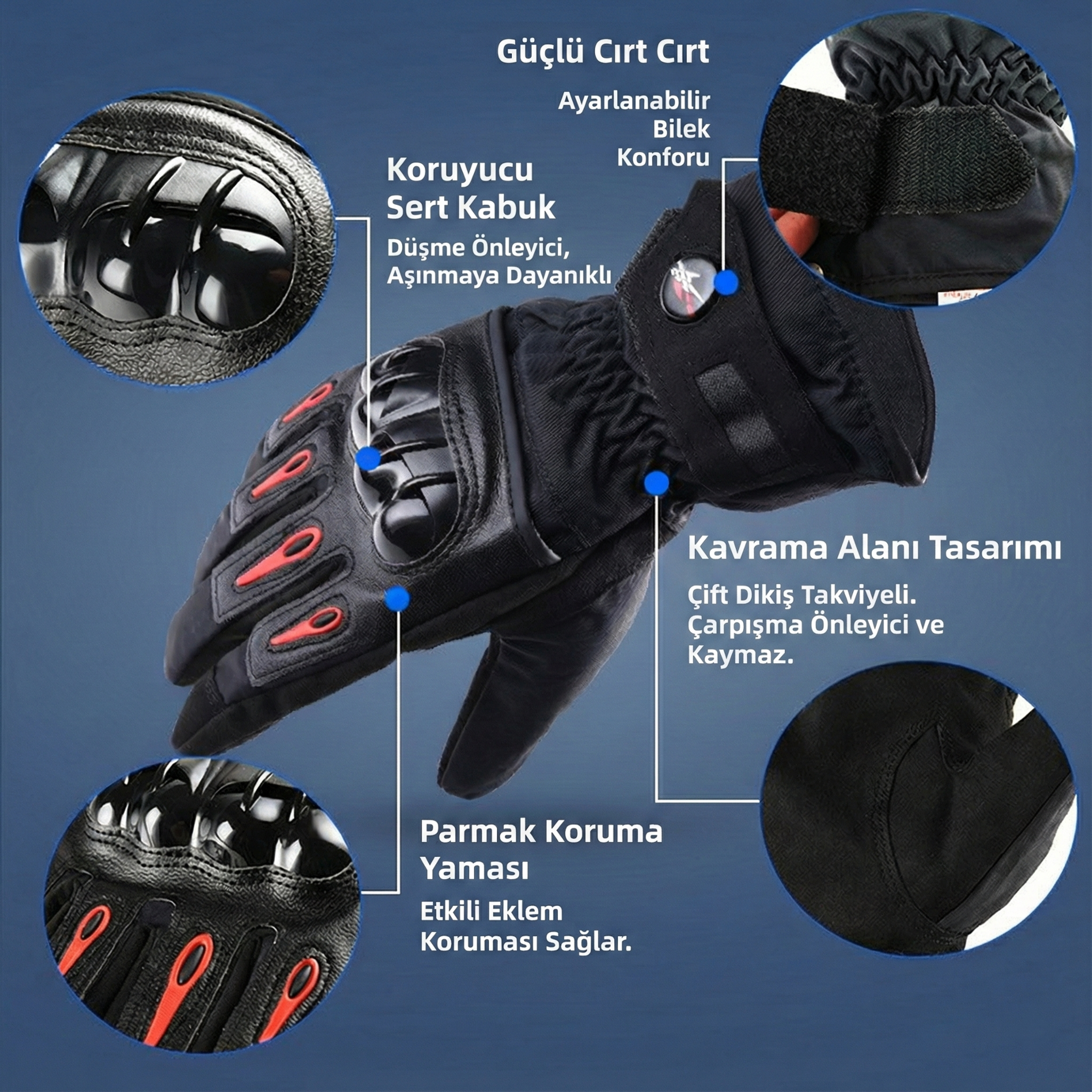 Motohand™ Kışlık Su Geçirmez , Dokunmatik, Eklem Korumalı Motosiklet eldiveni